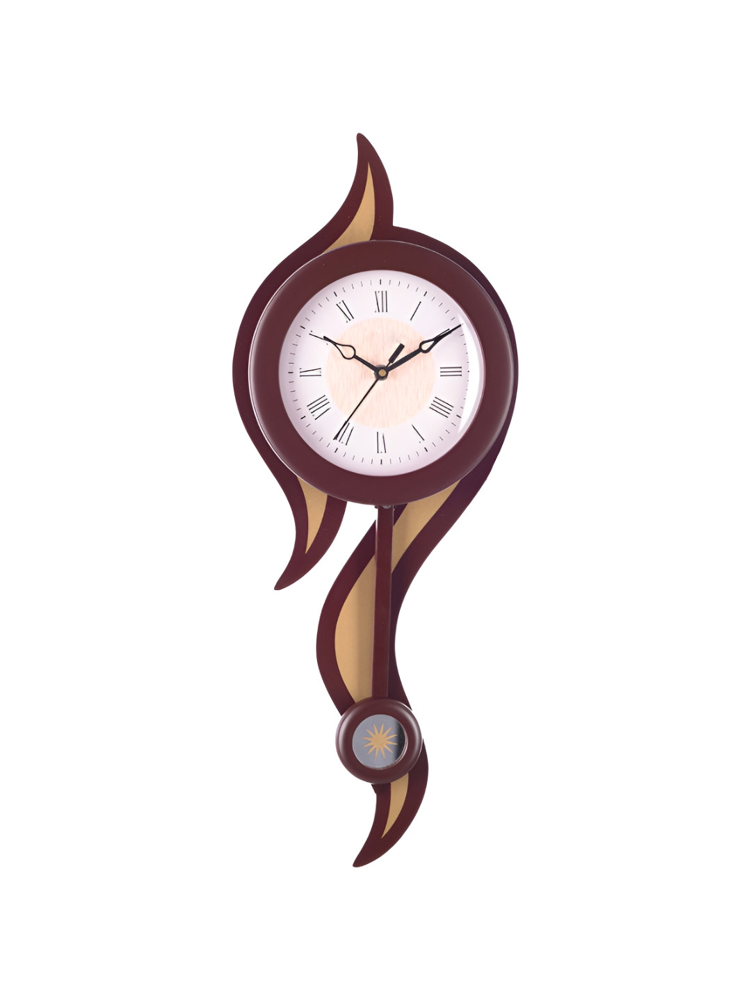 

Craft Smith Colourblocked Round Shaped Traditional Pendulum Wall Clock, Brown