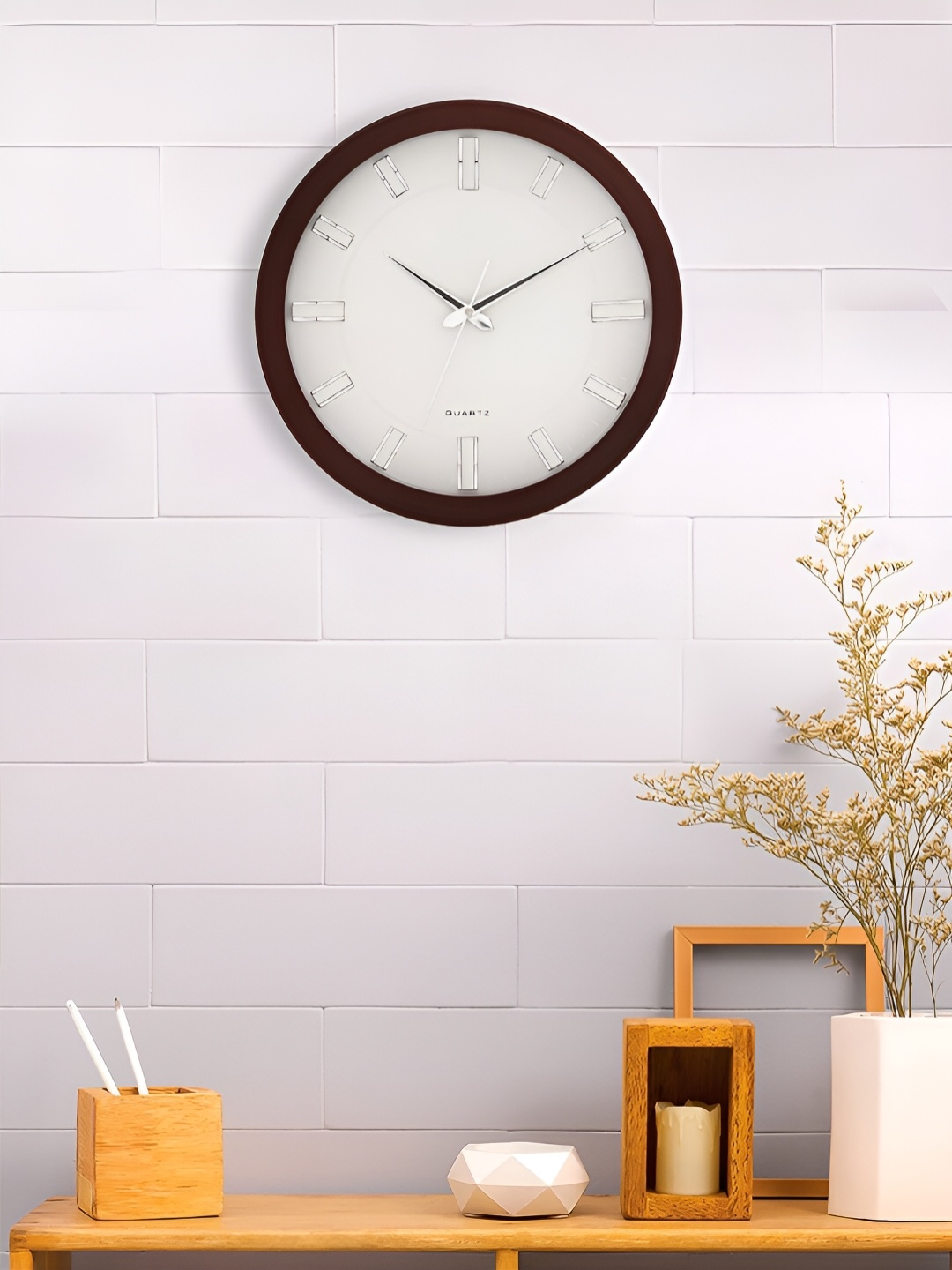 

Craft Smith Brown Round Wooden Traditional Wall Clock