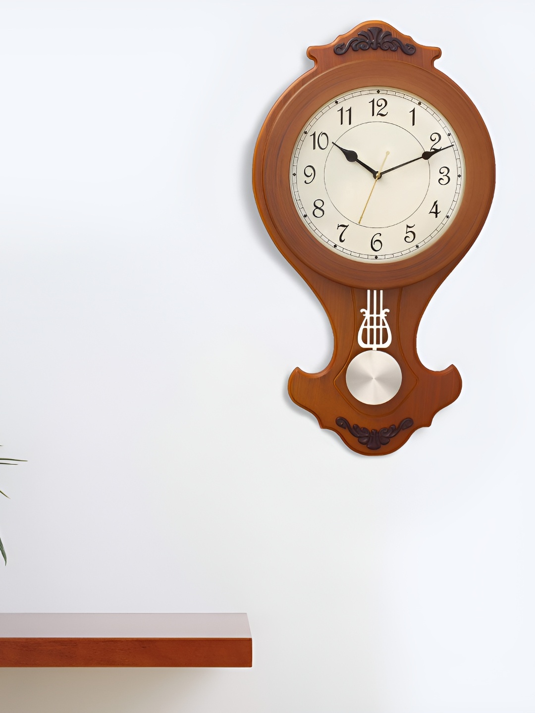 

Craft Smith Round Shaped Wooden Contemporary Pendulum Wall Clock, Brown