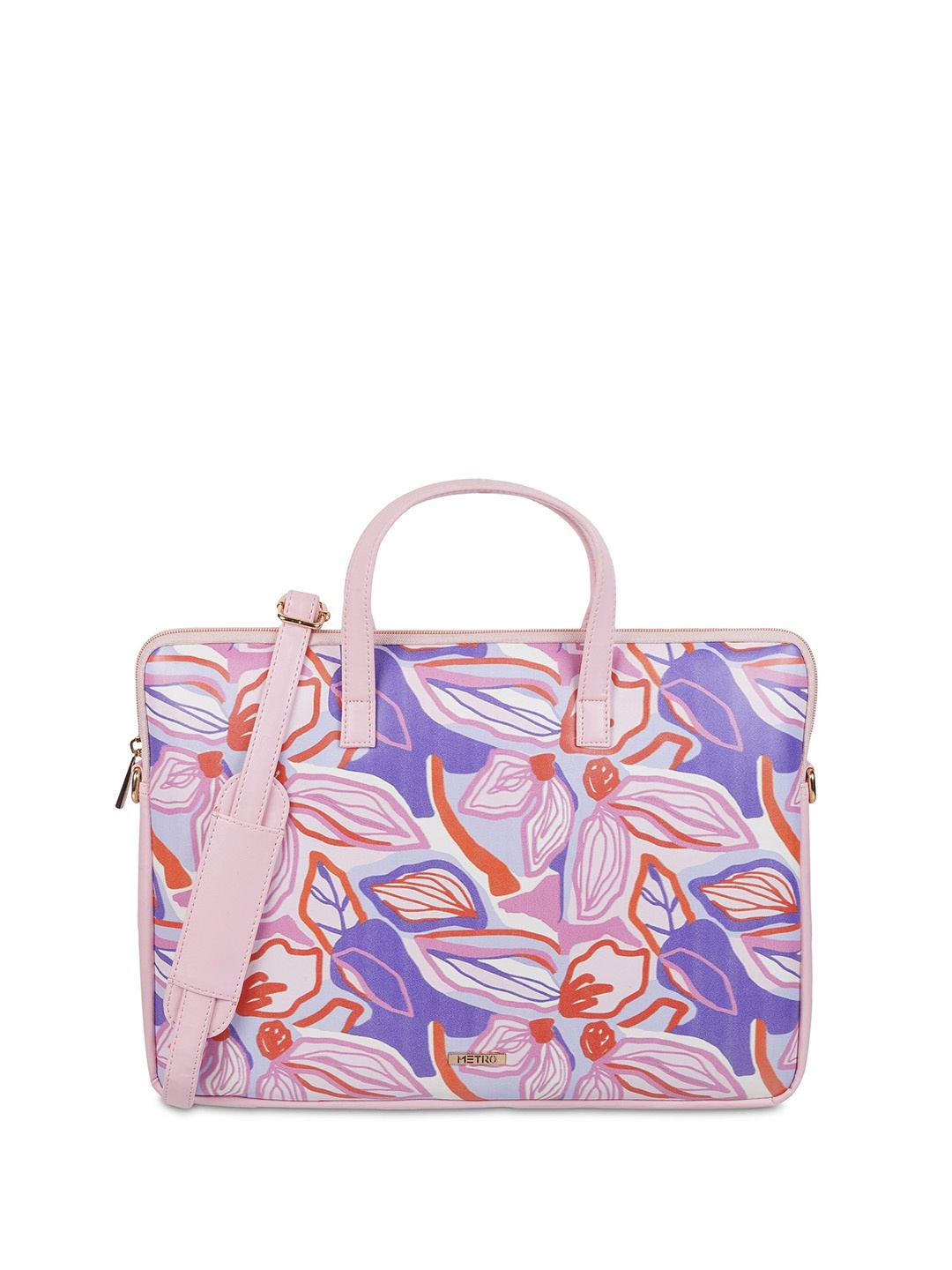 

Metro Floral Printed Structured Handheld Bag, Pink