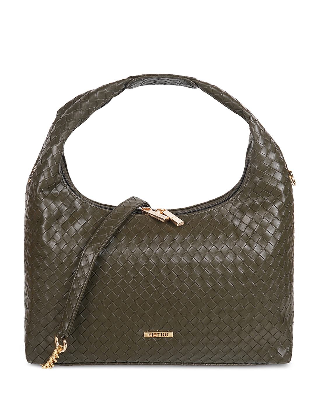 

Metro Textured Structured Hobo Bag, Olive