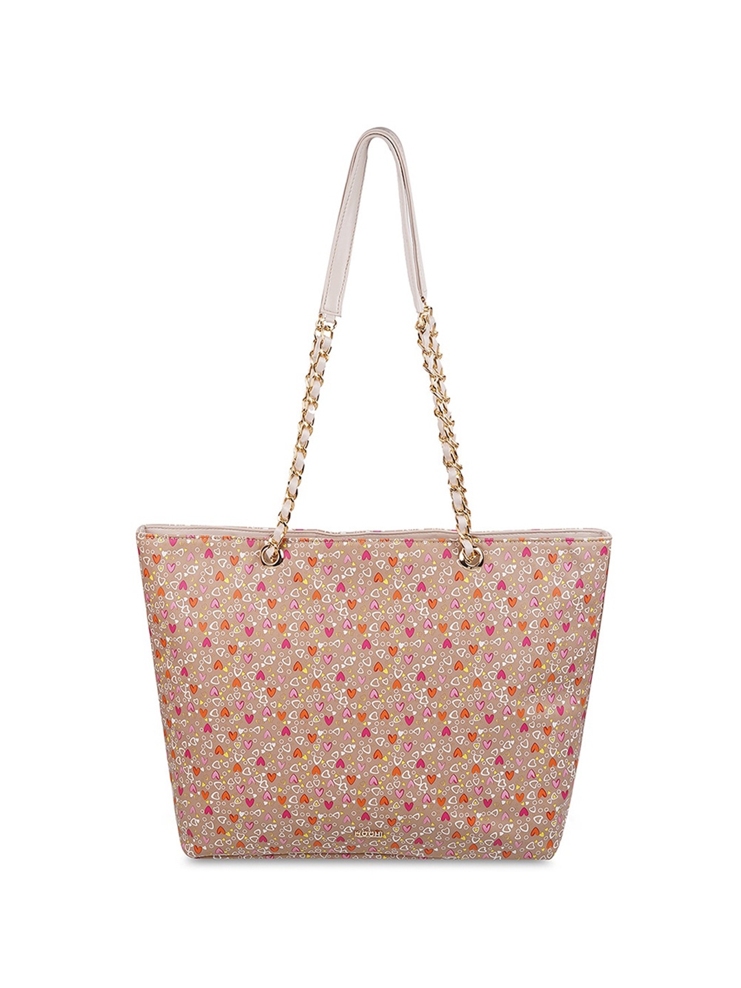 

Mochi Printed Structured Tote Bag, Beige