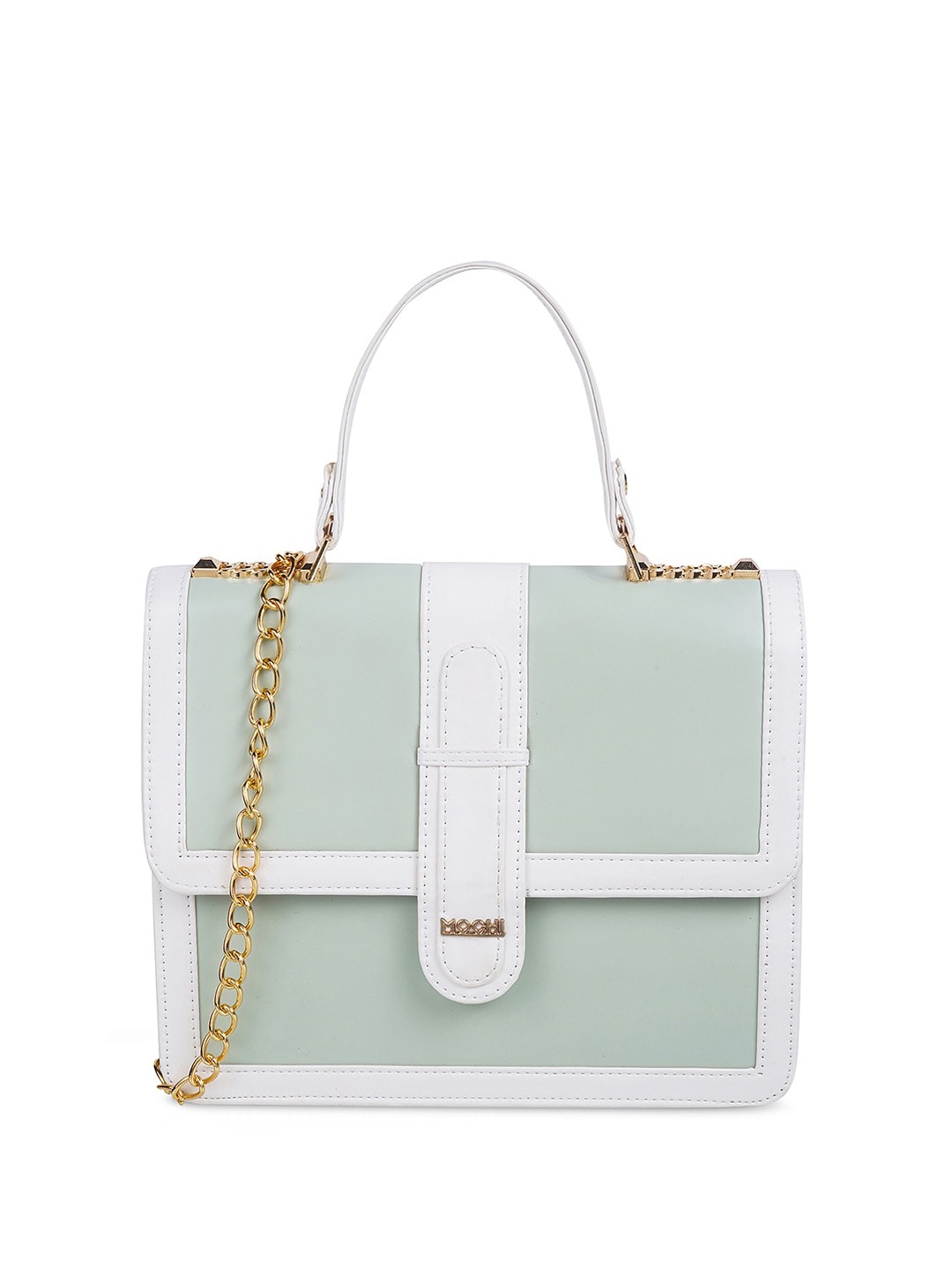 

Mochi Colourblocked Structured Satchel Bag, Green