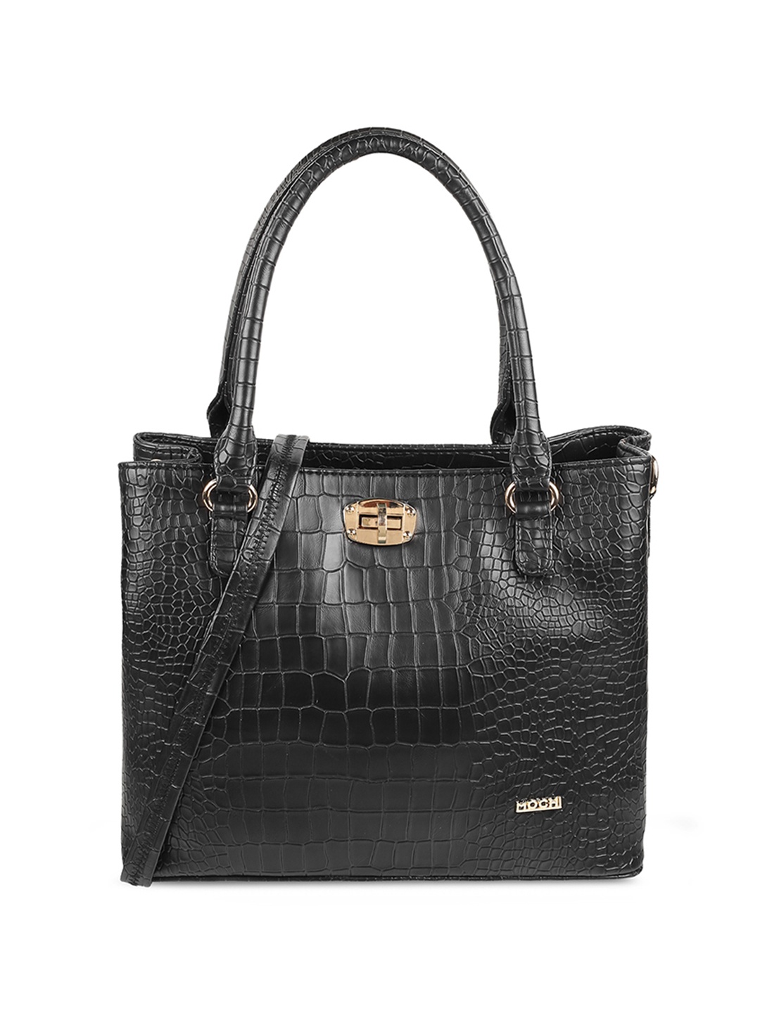 

Mochi Animal Textured Structured Handheld Bag, Black