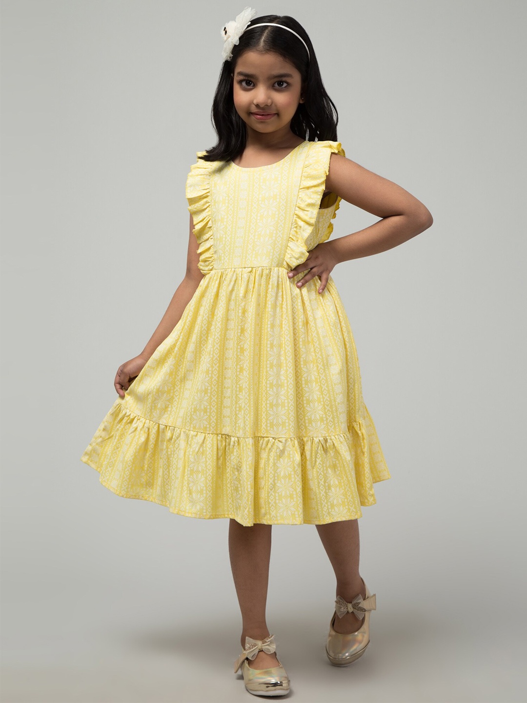 

BAESD Girls Polka Dot Fit & Flare Dress, Yellow