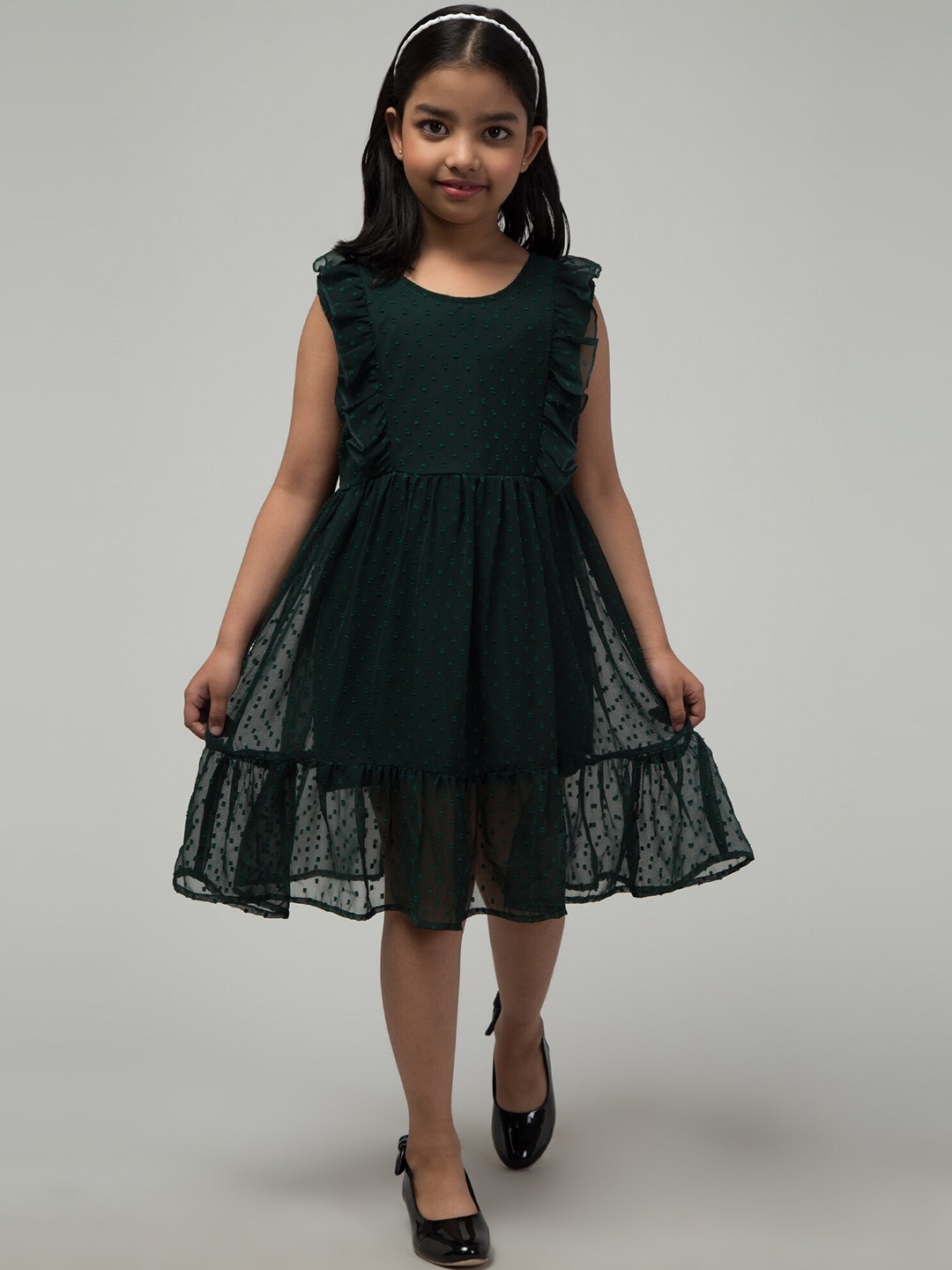 

BAESD Girls Georgette Fit & Flare Dress, Green