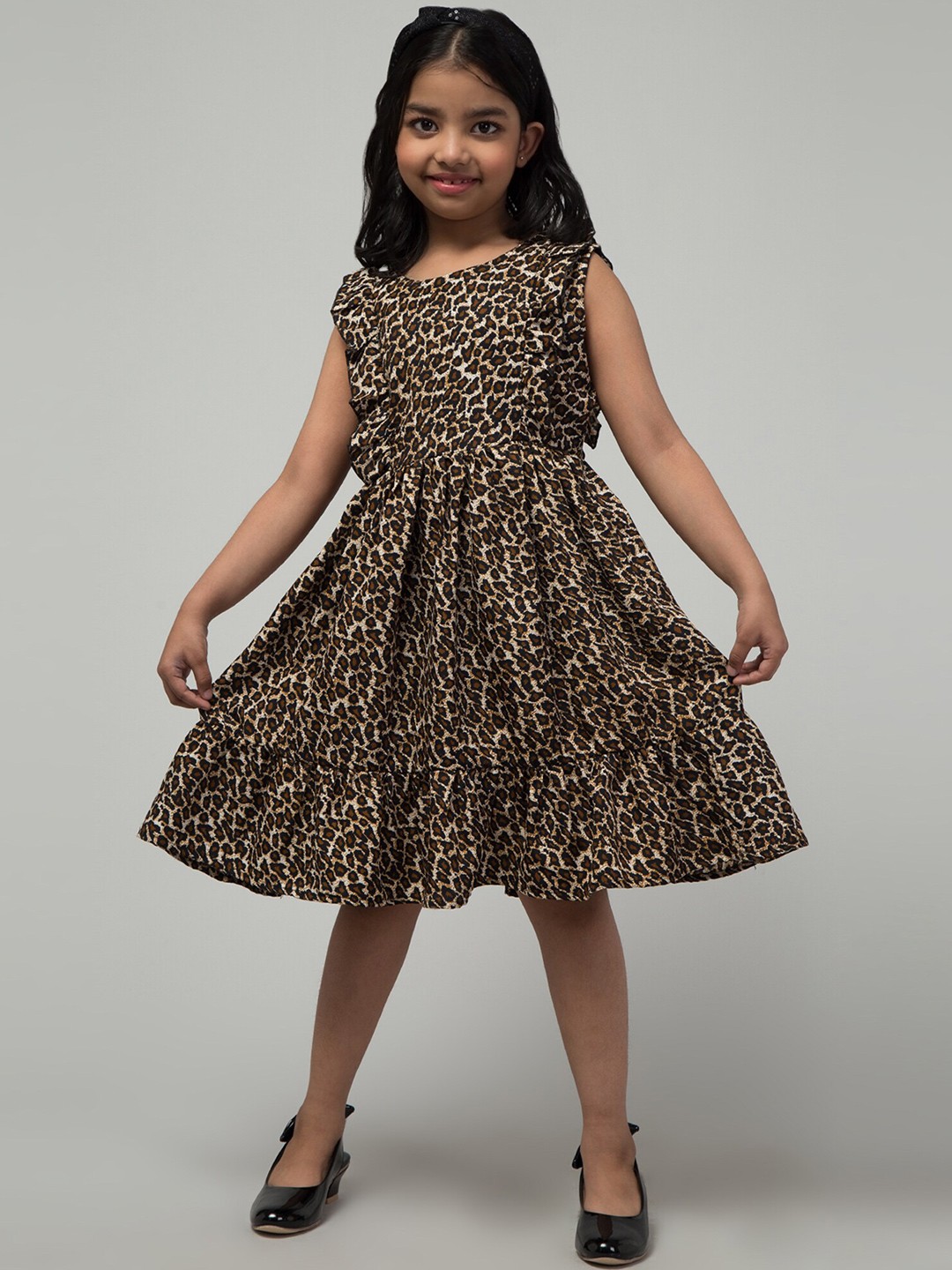 

BAESD Girls Floral Print Crepe Fit & Flare Dress, Black