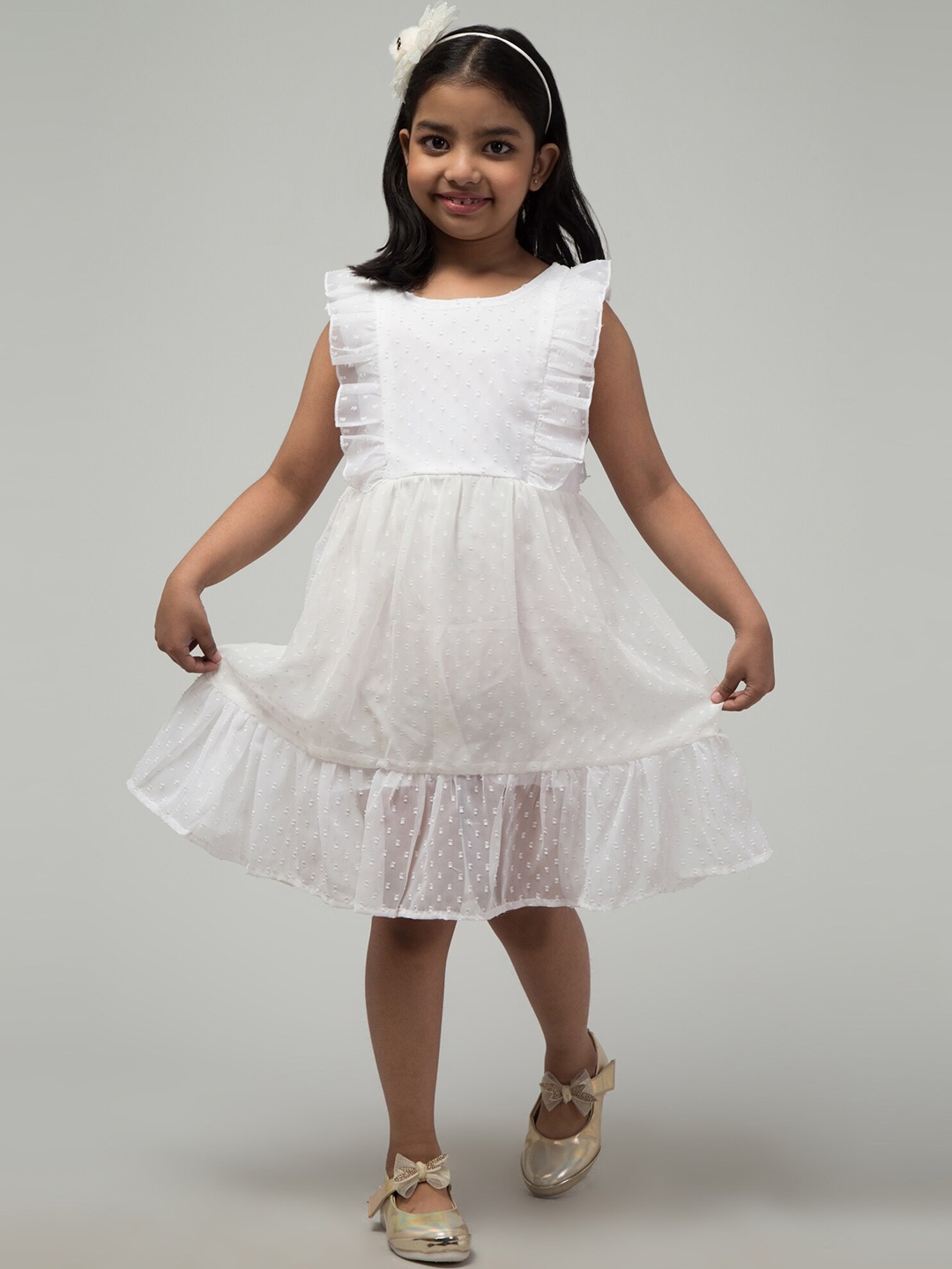 

BAESD Girls Georgette Fit & Flare Dress, White