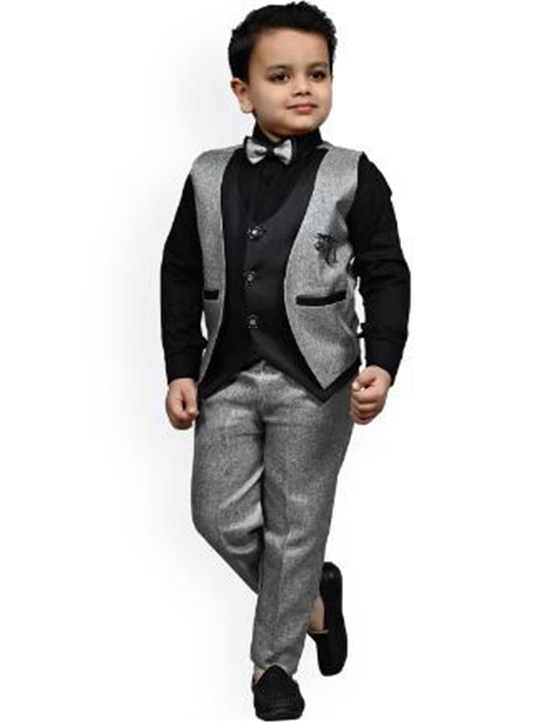 

BAESD Boys Long Sleeves Shirt Collar Shirt & Trousers with Waistcoat, Black