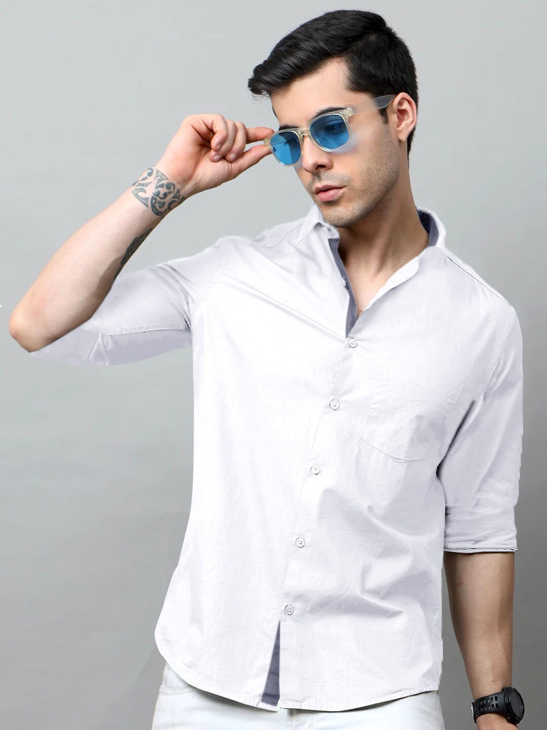 

Tee Projekt Standard Fit Spread Collar Cotton Casual Shirt, White