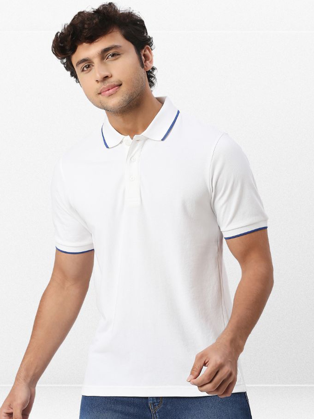 

playR Polo Collar Dri-FIT Cotton Casual T-shirt, White