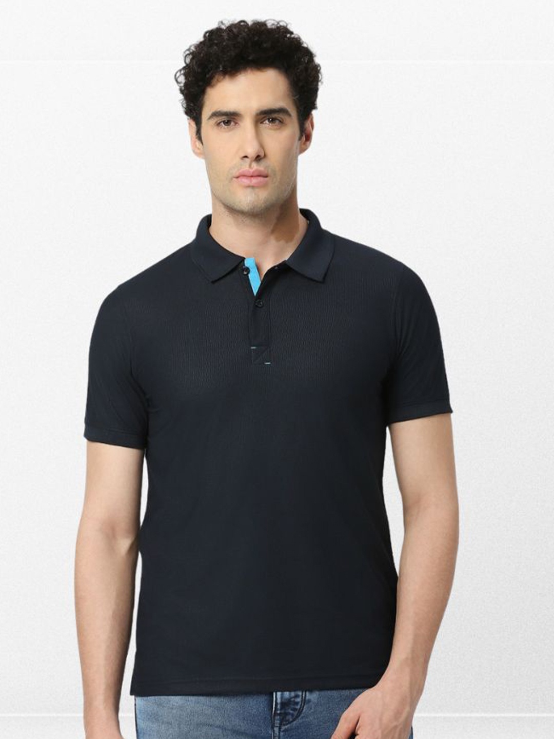 

playR Polo Collar Dri-FIT Cotton T-shirt, Navy blue