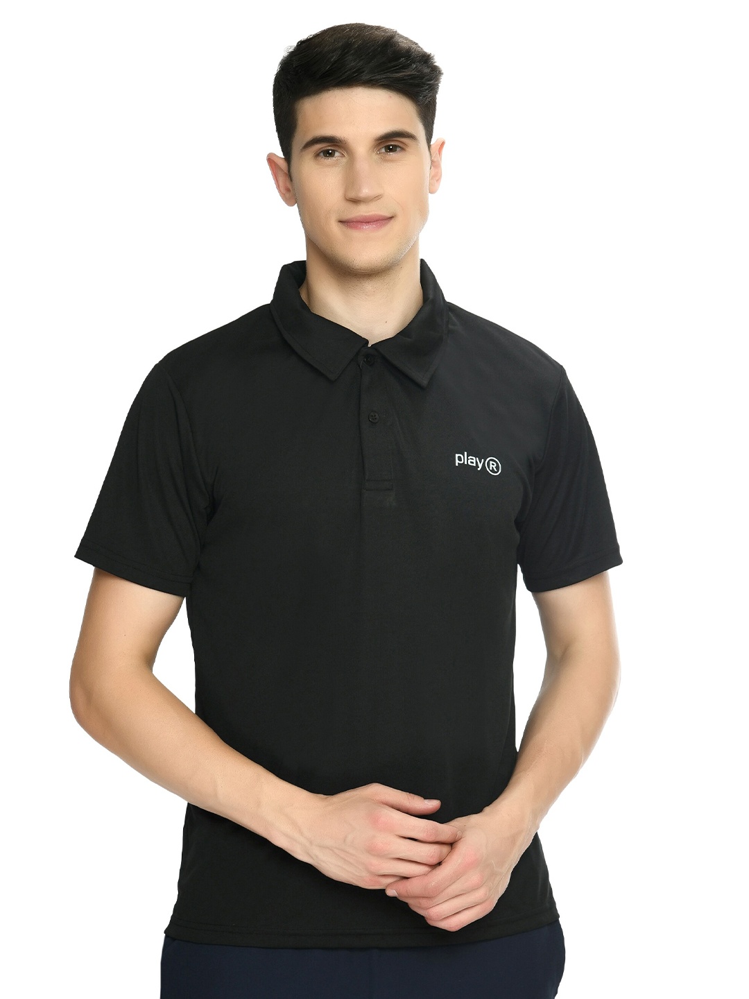 

playR Polo Collar Short Sleeves Regular Fit Dri-FIT Pockets T-shirt, Black