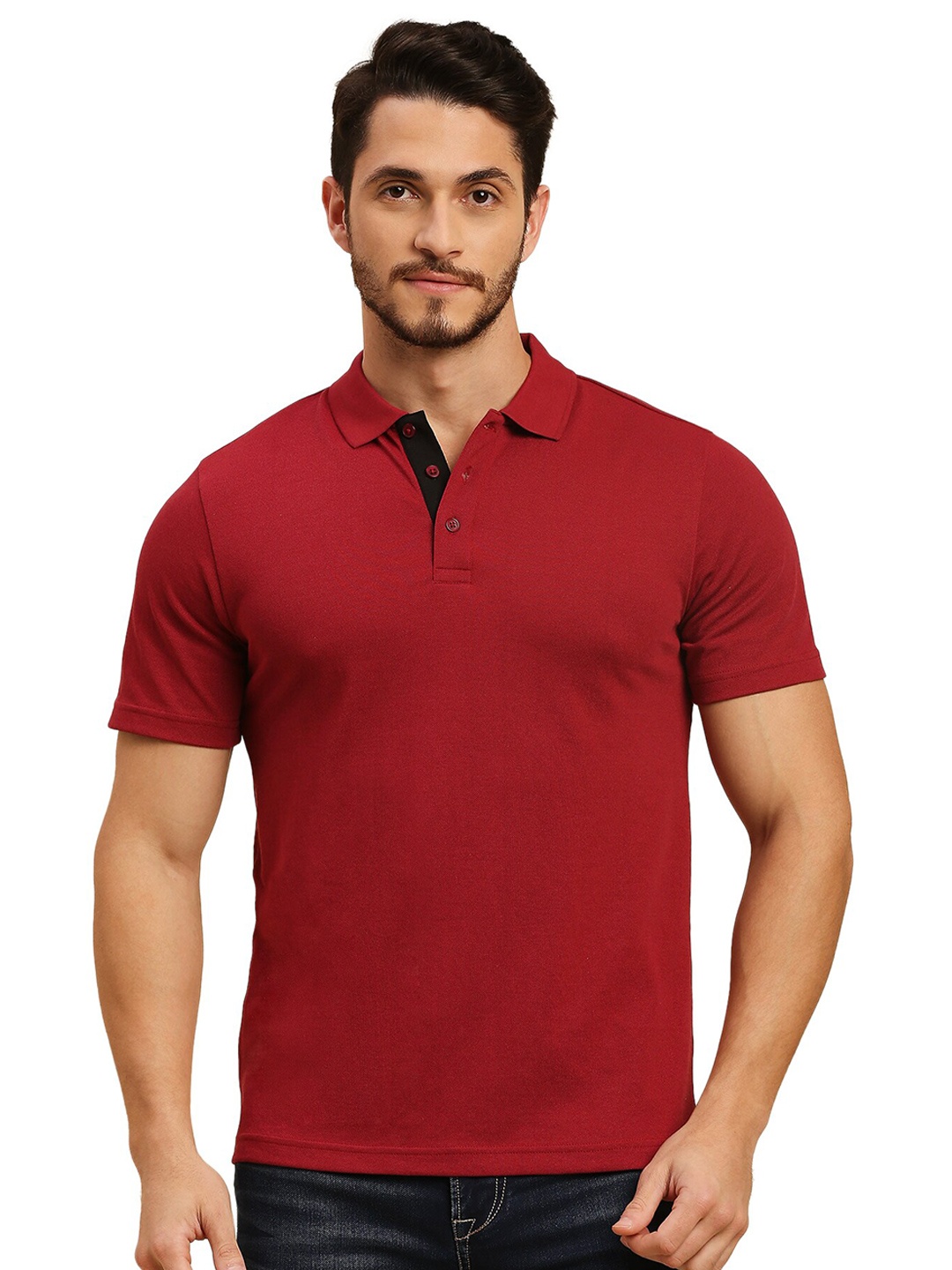 

playR Polo Collar Short Sleeves Cotton Dri-FIT T-shirt, Maroon