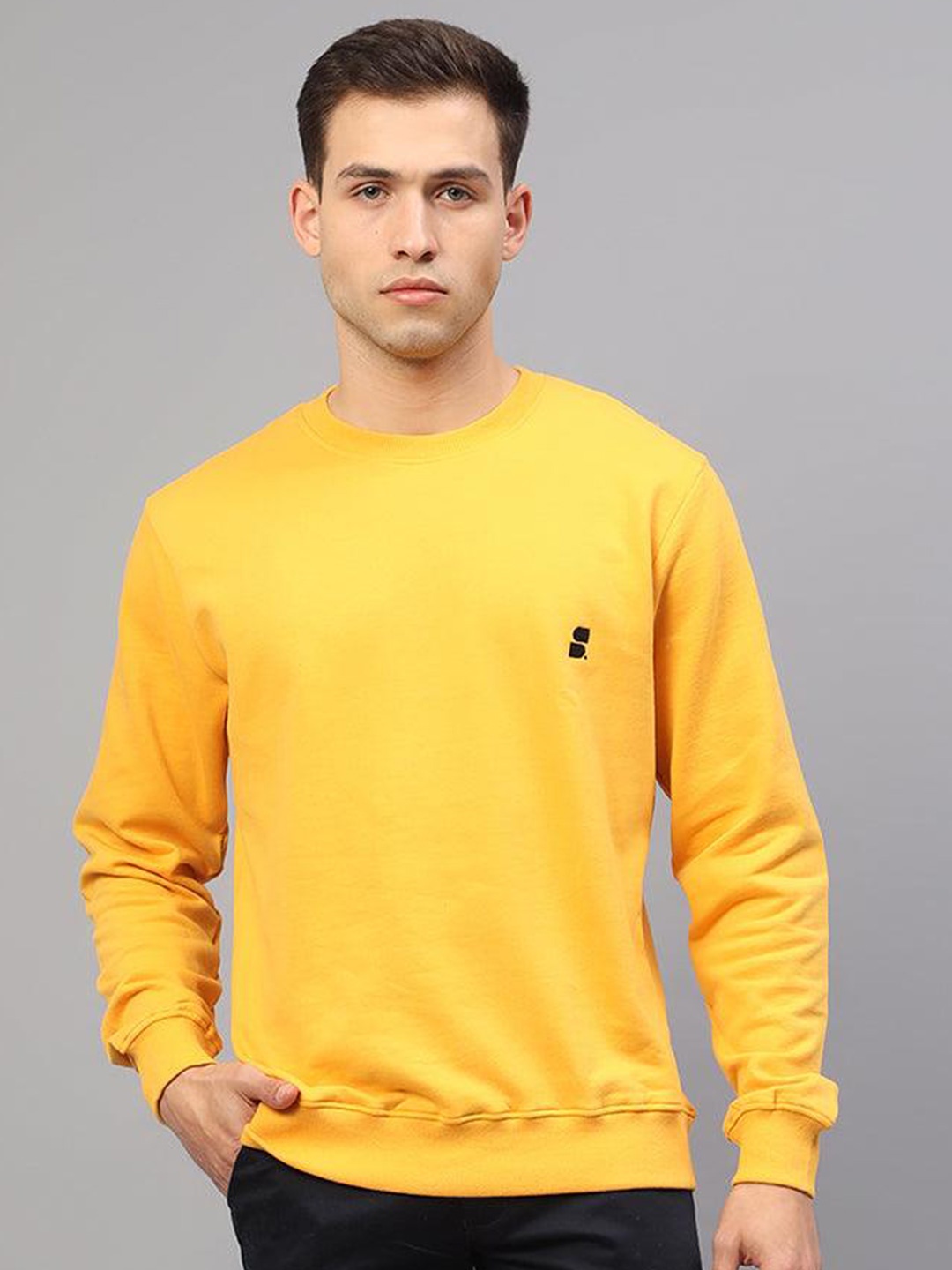 

SUMISO Round Neck Long Sleeves Pullover Sweatshirt, Yellow