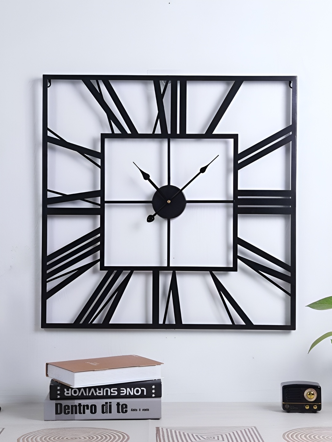 

Writings On The Wall Black Textured Contemporary Square Metal Wall Clock