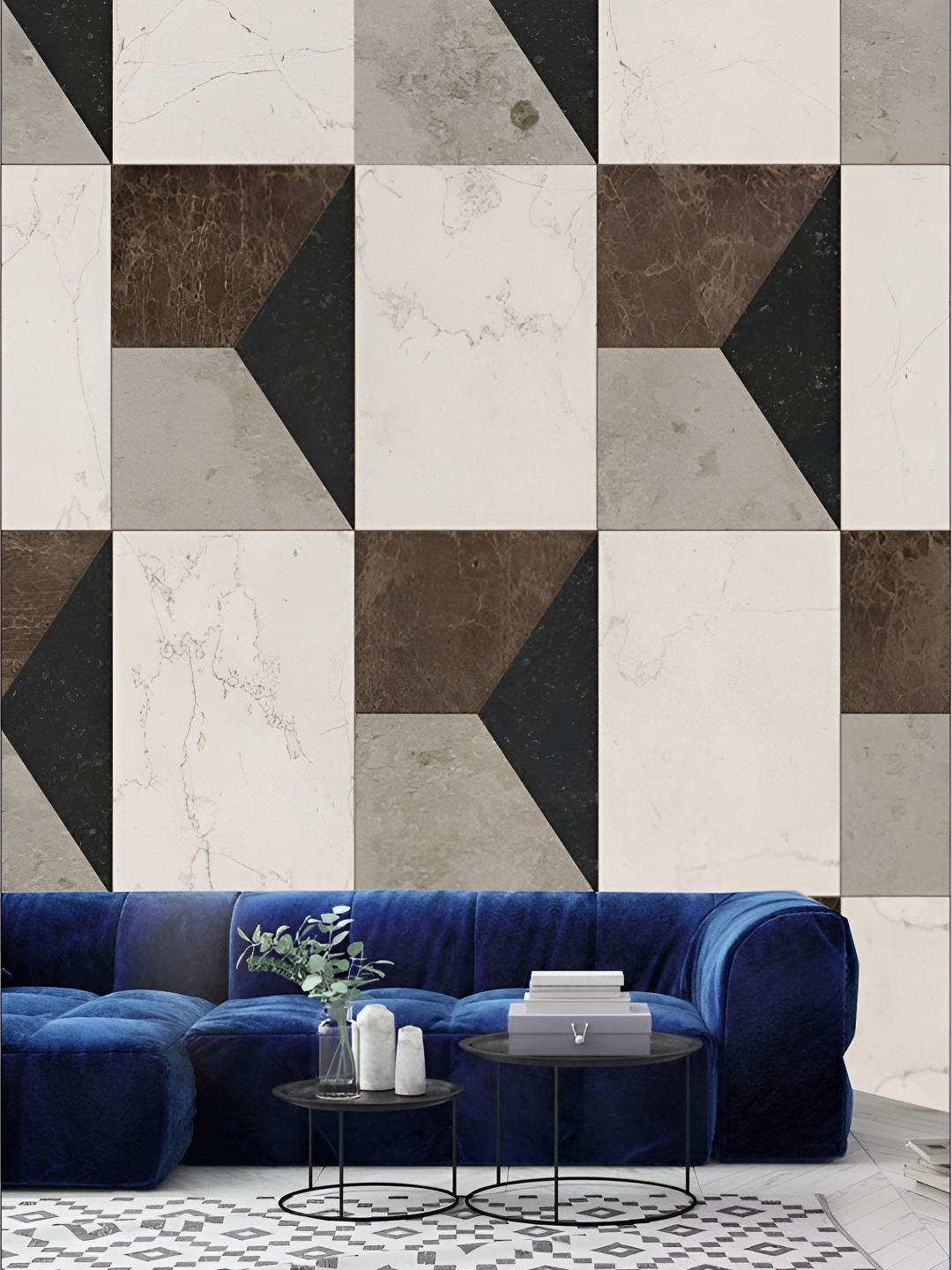 

KSHIRSA Off White & Brown Geometric Printed Self-Adhesive 3D Wallpaper