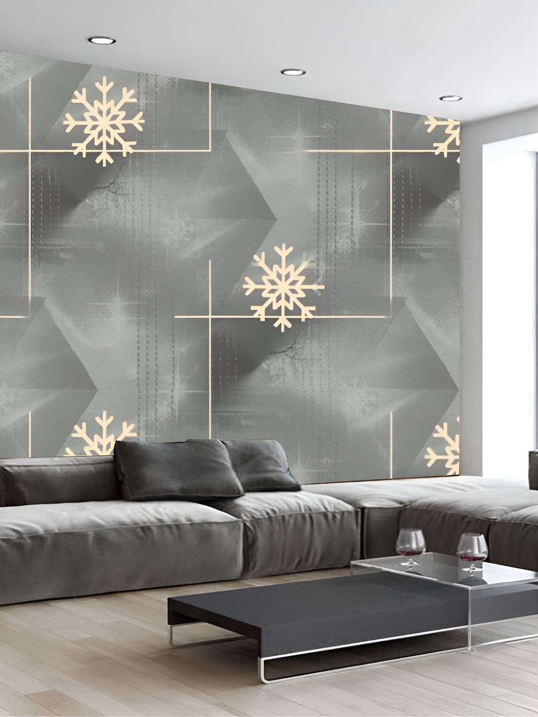 

KSHIRSA Grey & Beige Geometric Printed Self-Adhesive 3D Wallpaper