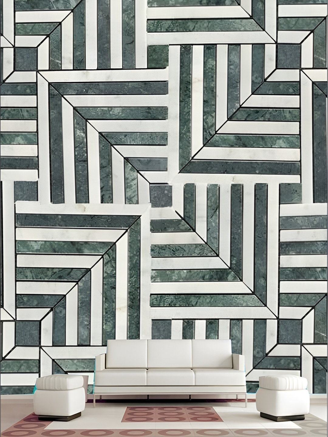 

KSHIRSA Grey & White Geometric Printed Self-Adhesive 3D Wallpaper