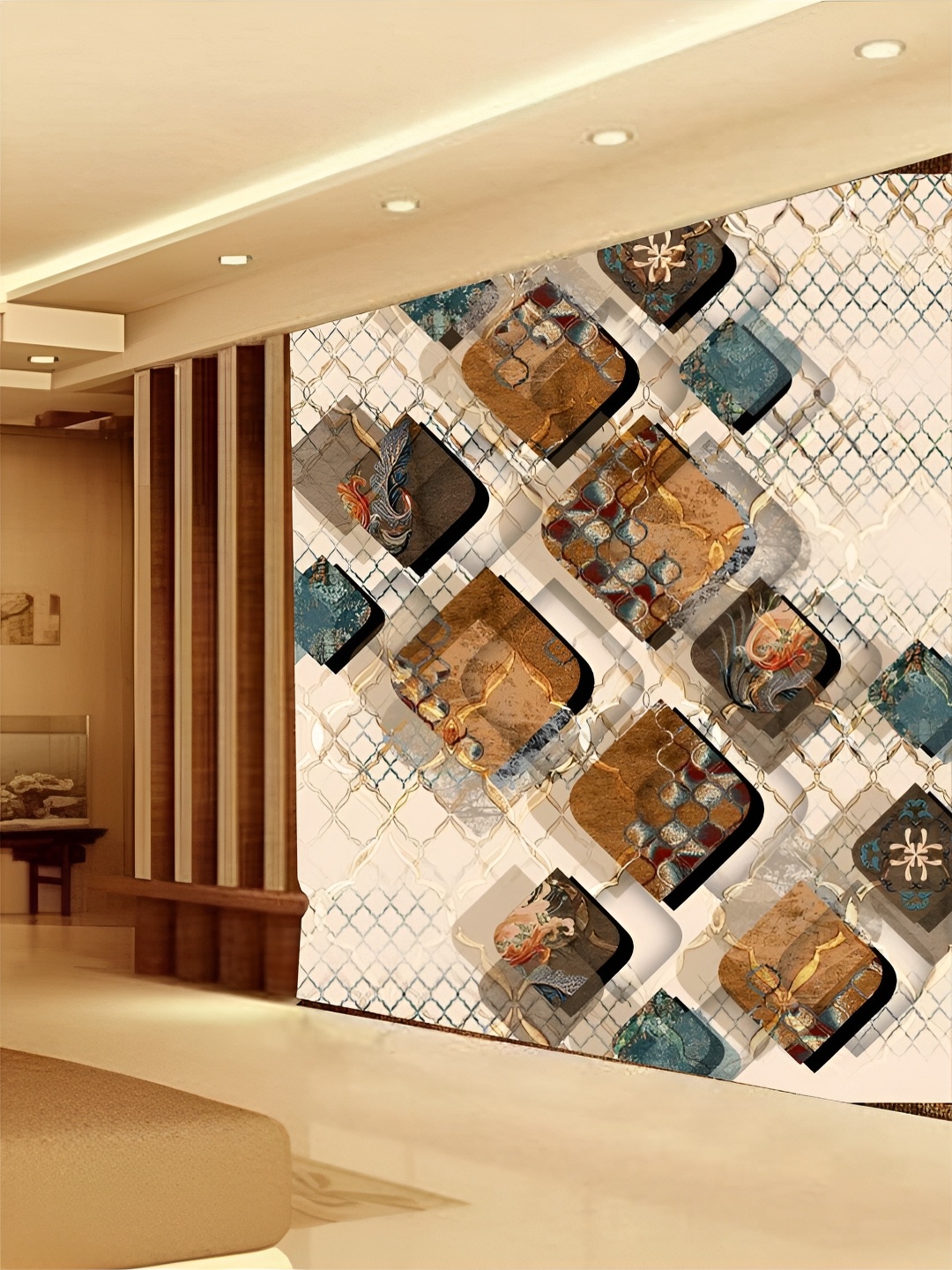 

KSHIRSA Beige & Brown Abstract Printed Self-Adhesive 3D Wallpaper