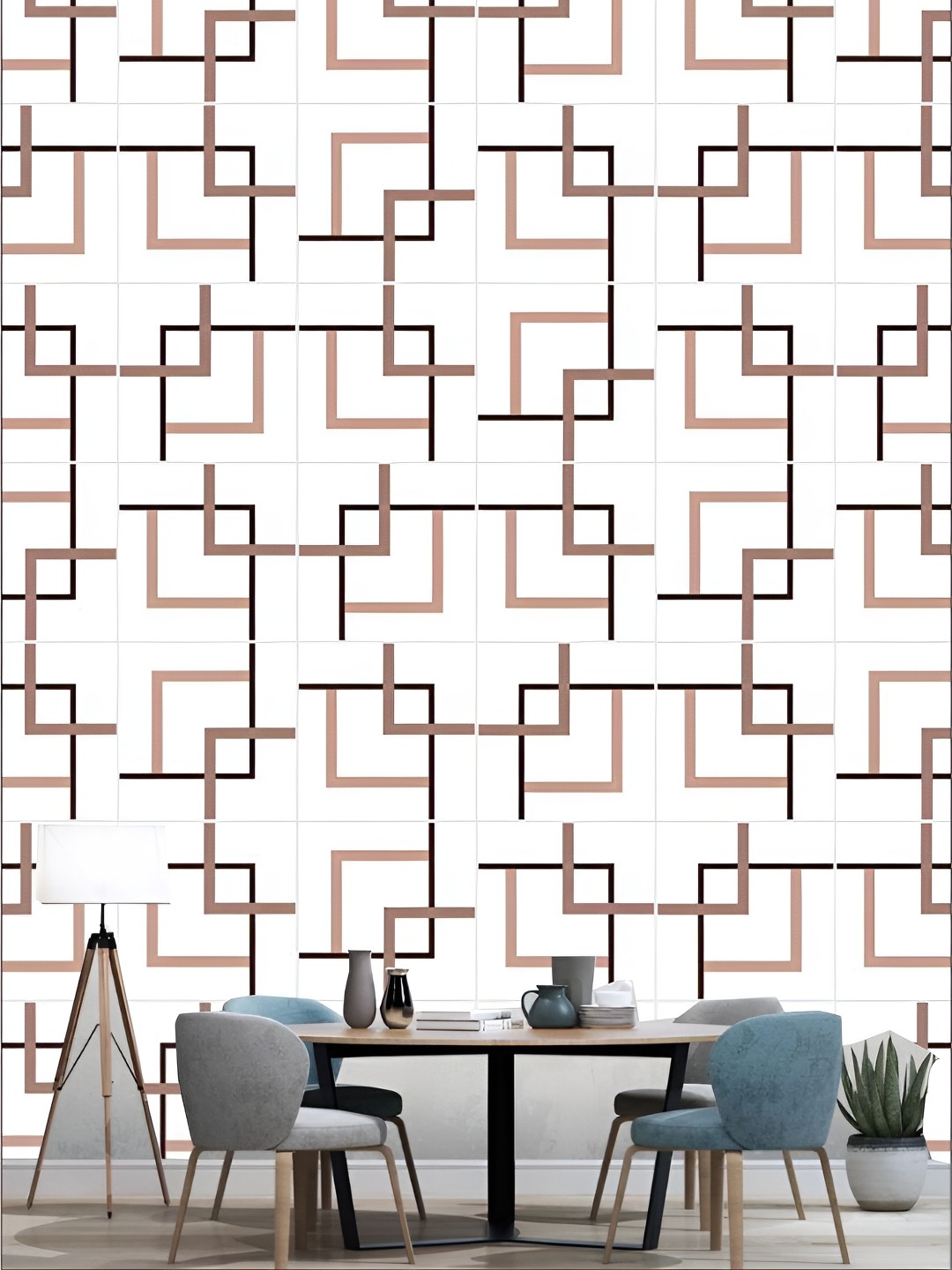 

KSHIRSA White & Brown Printed Self-Adhesive 3D Wallpaper