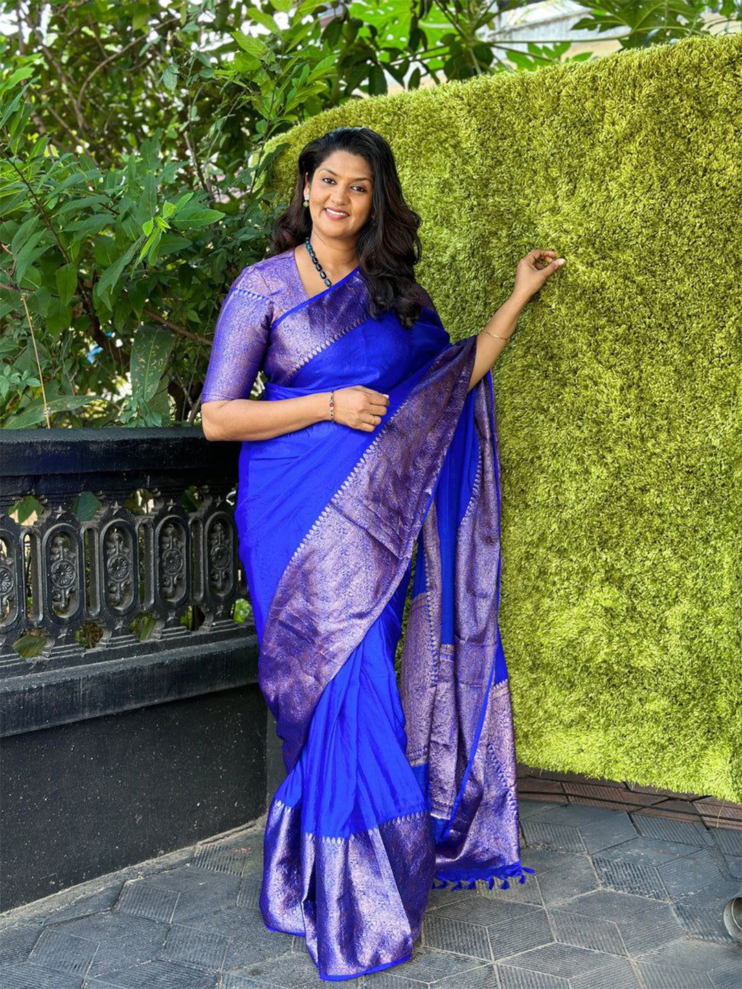 

KALINI Zari Detailed Kanjeevaram Saree, Blue