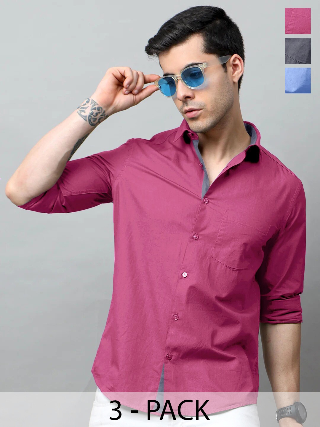 

Tee Projekt Standard Long Sleeves Cotton Opaque Formal Shirt, Pink