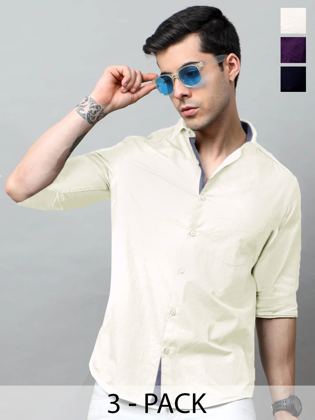 

Tee Projekt Standard Long Sleeves Cotton Opaque Formal Shirt, White