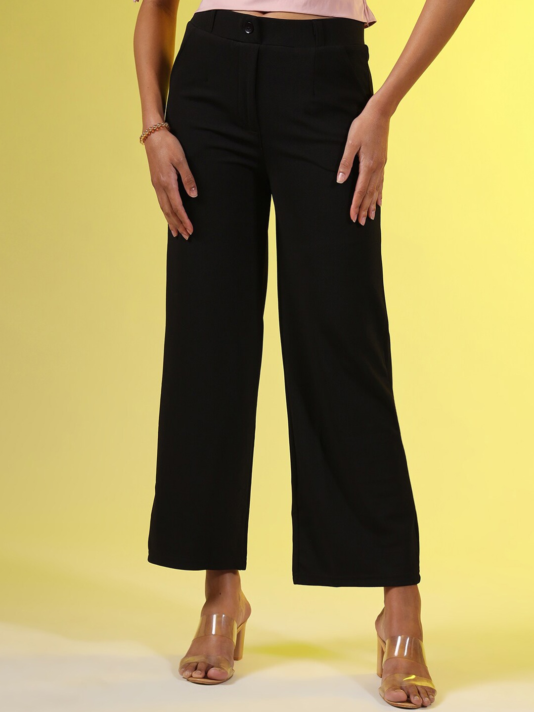 

ASPORA Women Relaxed Straight Leg Straight Fit Trouser, Black