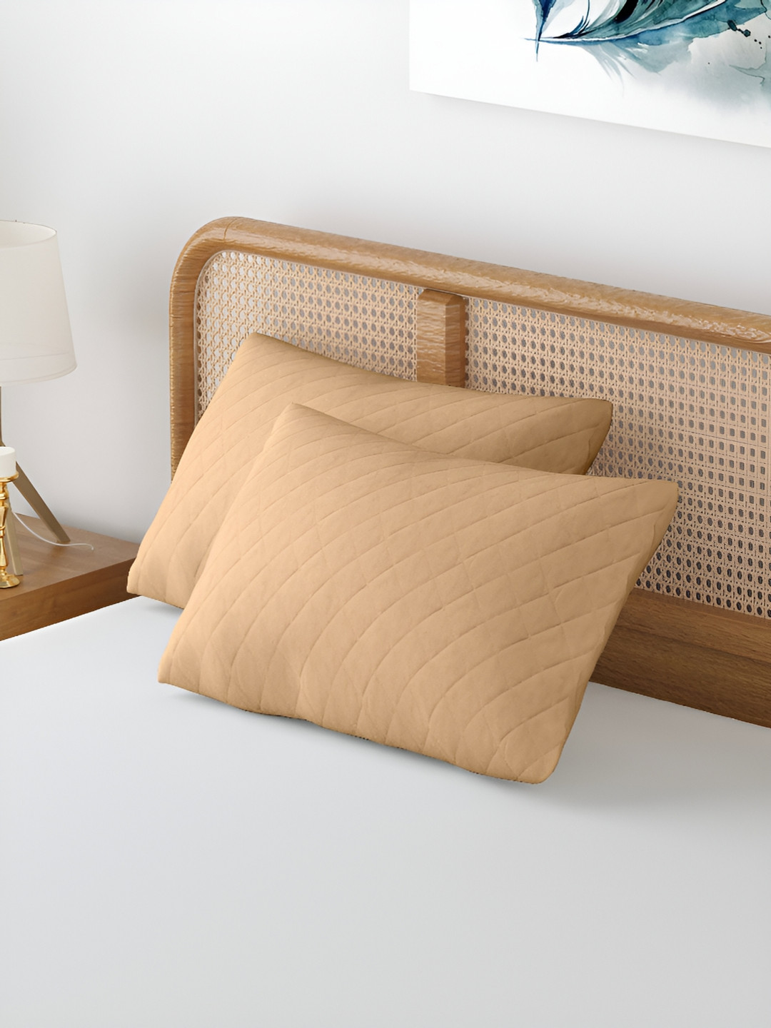 

CURIOUS LIFESTYLE 2 Pieces Solid Pure Cotton Rectangle Pillow Covers, Beige