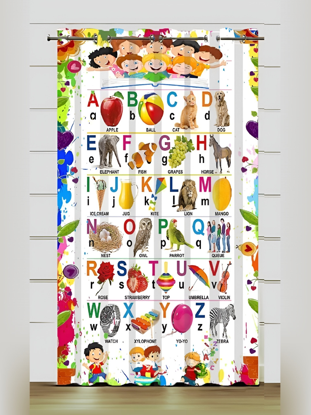 

JUBILANT HOME FASHION White & Brown Quirky Room Darkening Long Door Curtain