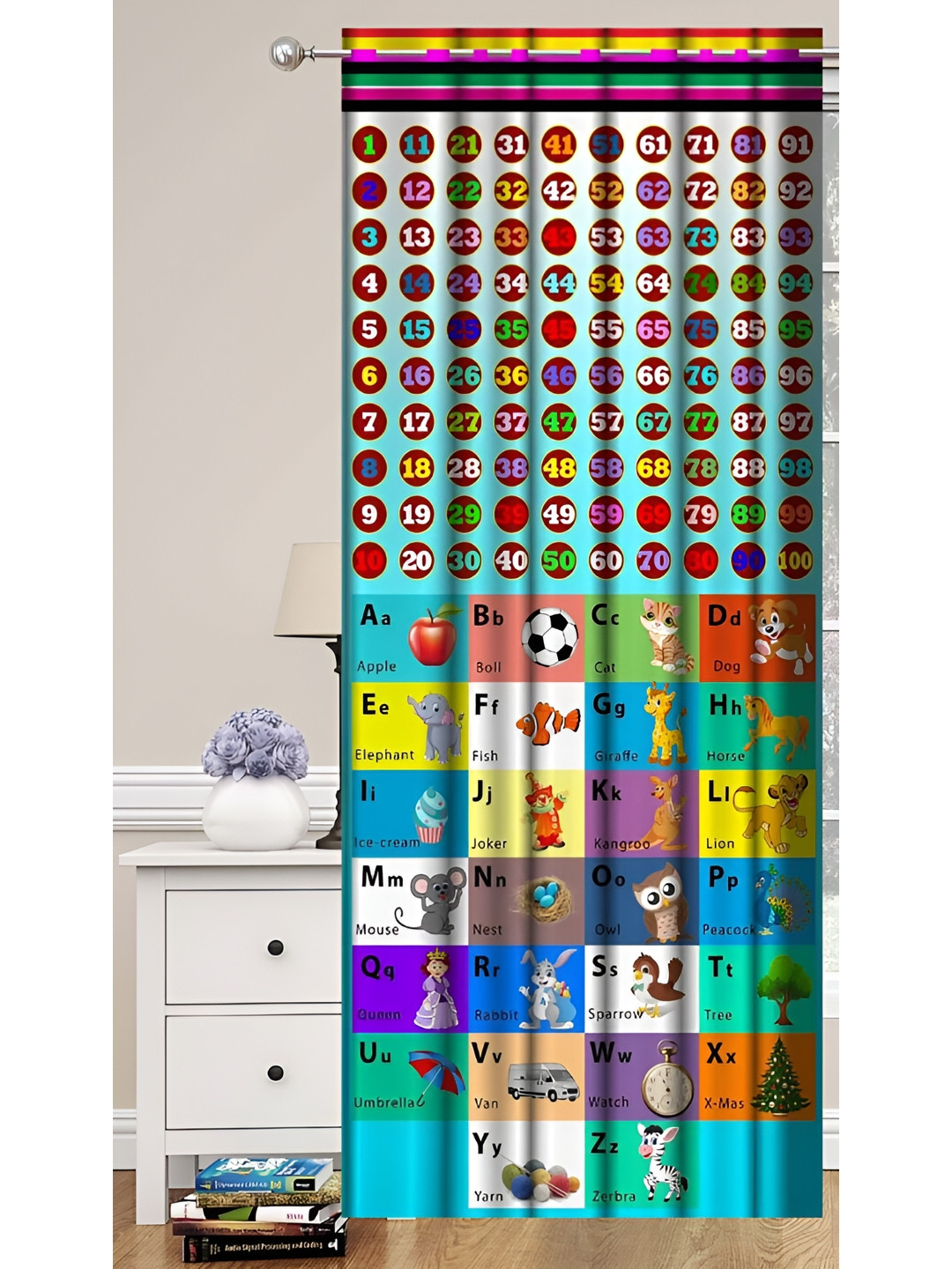 

JUBILANT HOME FASHION White & Brown Quirky Room Darkening Long Door Curtain