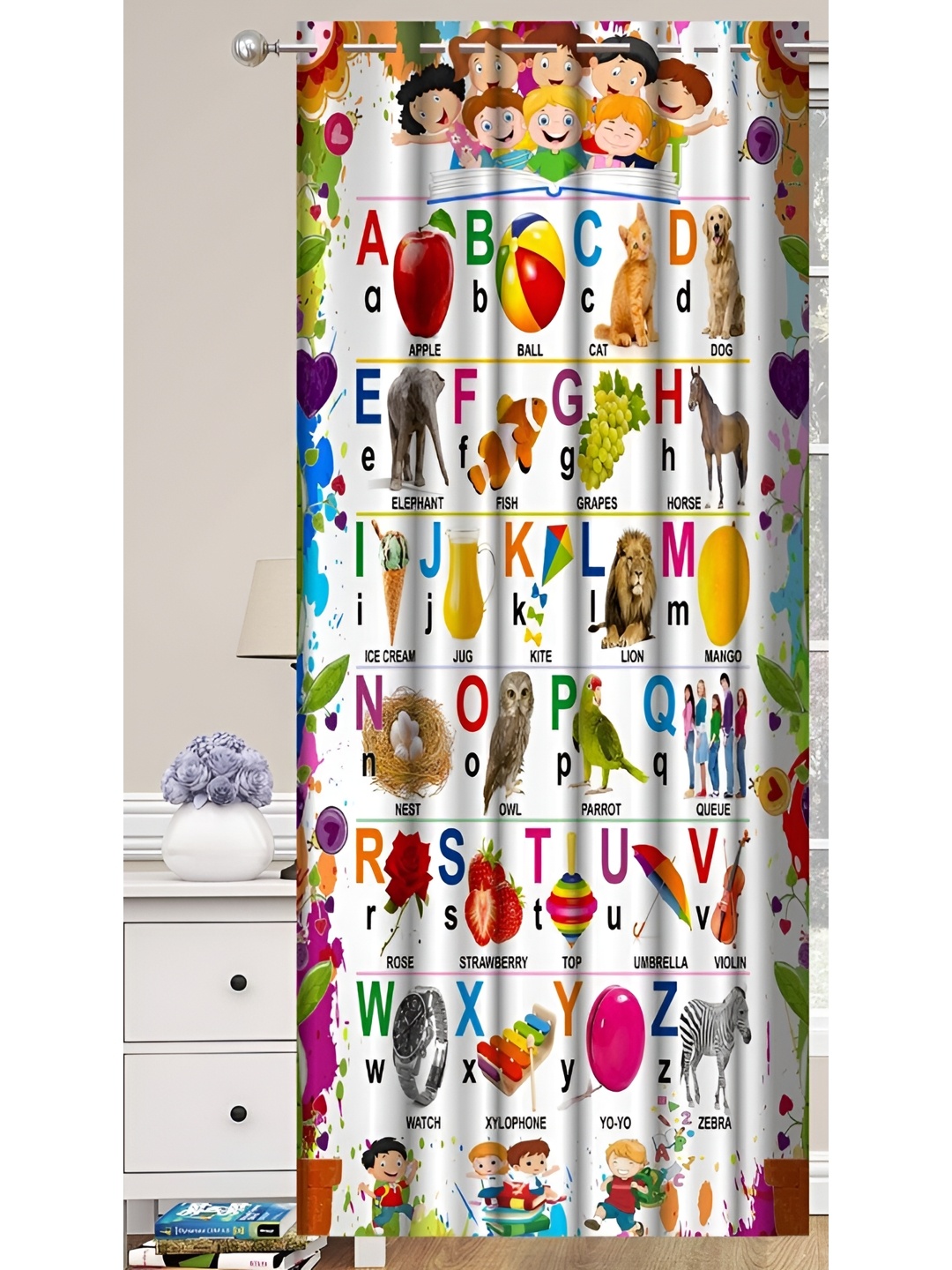 

JUBILANT HOME FASHION White & Brown Quirky Room Darkening Long Door Curtain