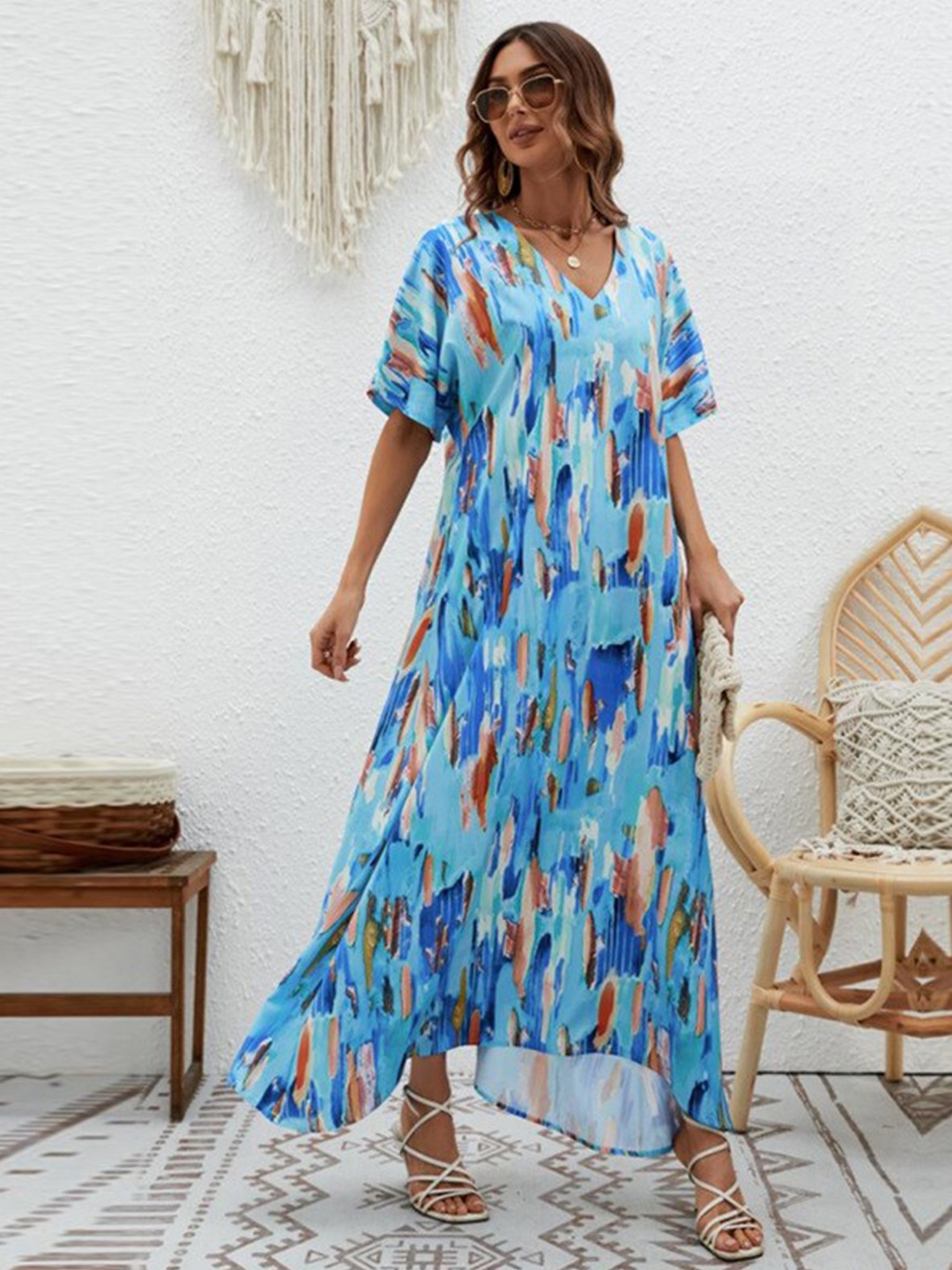 

StyleCast x Revolte Abstract Printed Maxi Dress, Blue