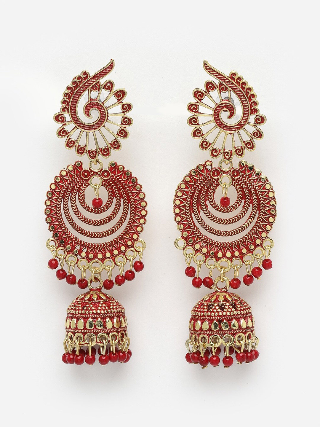 

CHUI MUI Gold-Plated Stone-Studded Beaded Classic Drop Earrings