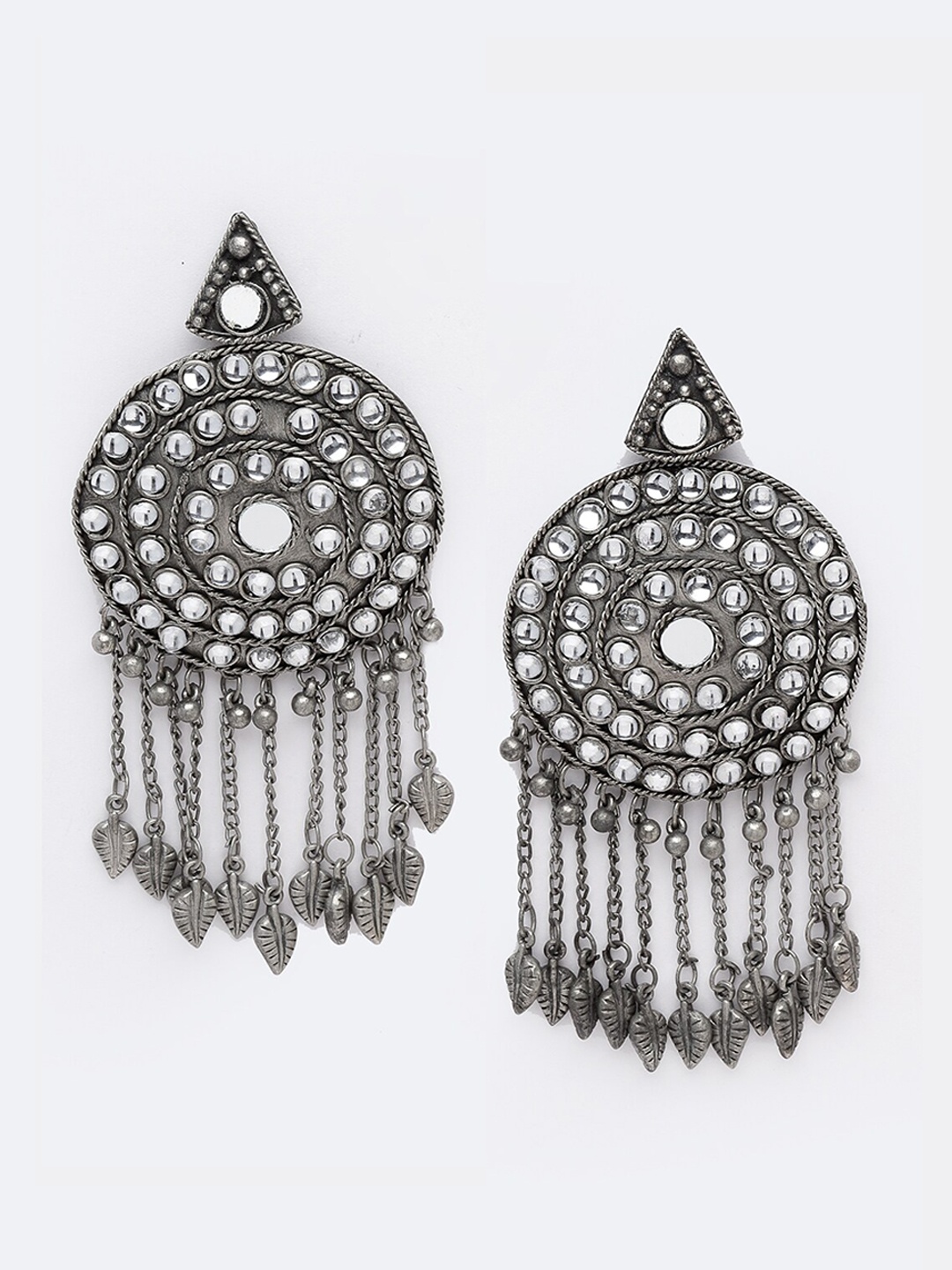 

CHUI MUI Stone-Studded Circular Drop Earrings, Silver