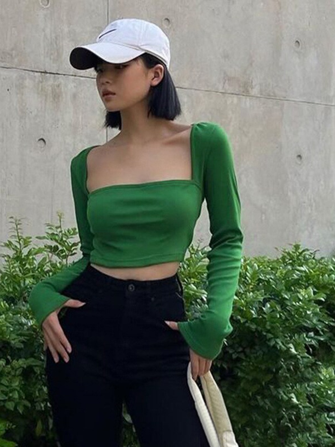 

StyleCast x Revolte Square Neck Crop Top, Green