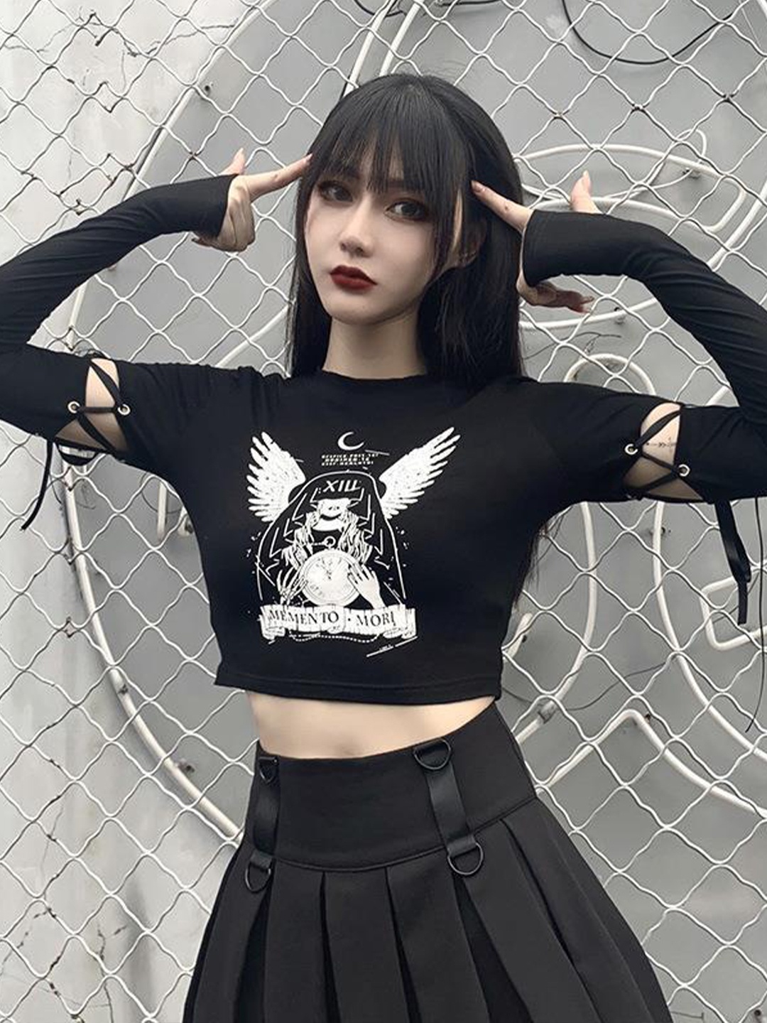 

StyleCast x Revolte Graphic Printed Crop Top, Black