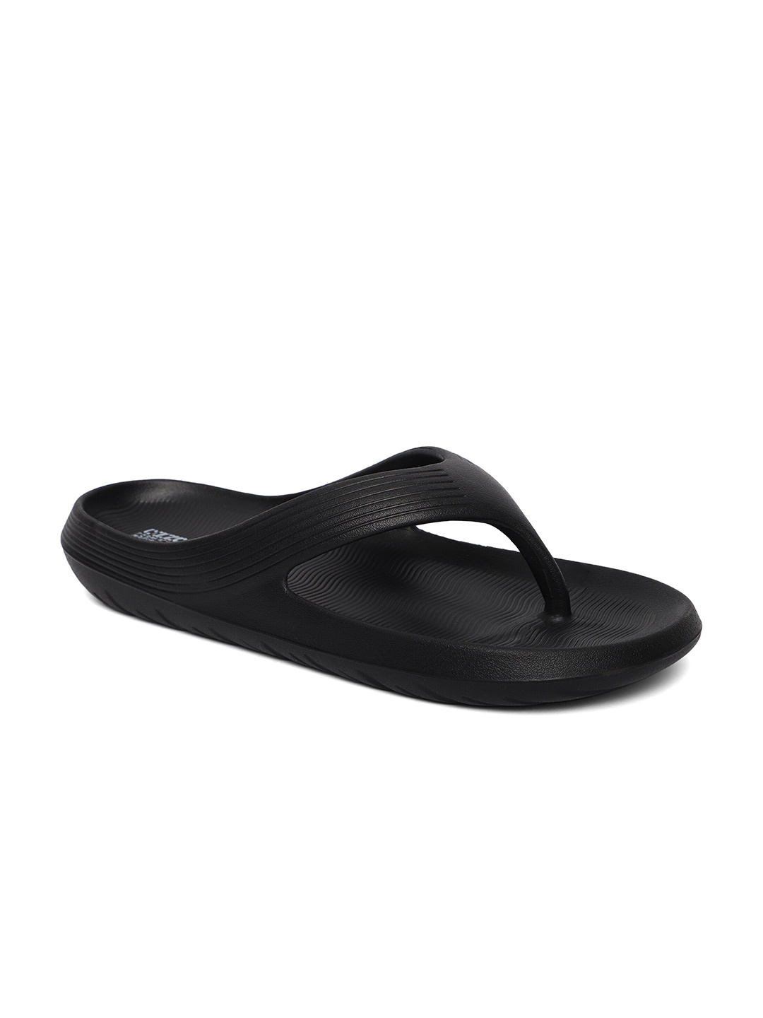 

OZZOH Men Striped Thong Flip-Flops, Black