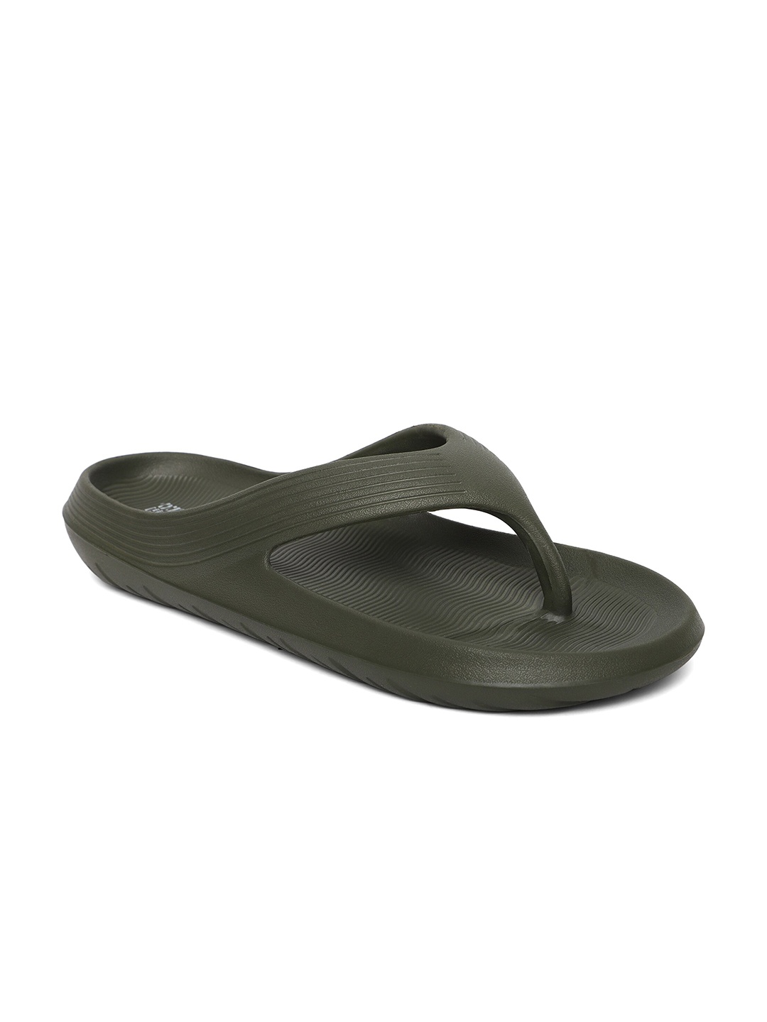 

OZZOH Men Striped Thong Flip-Flops, Olive