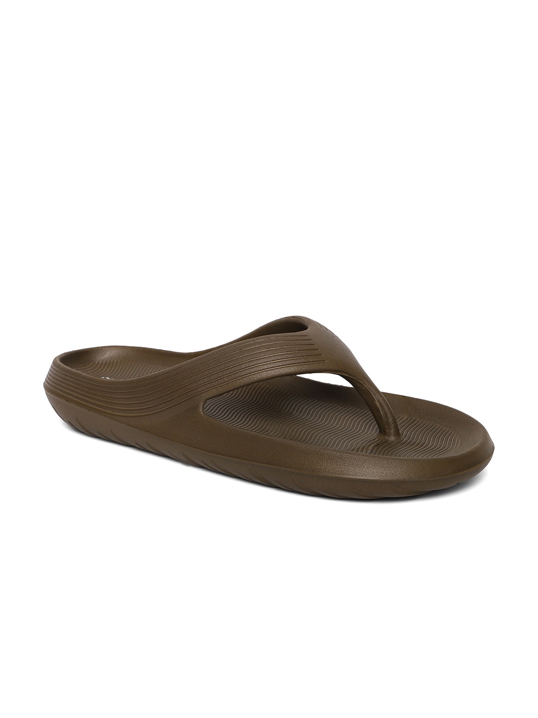 

OZZOH Men Striped Thong Flip-Flops, Khaki