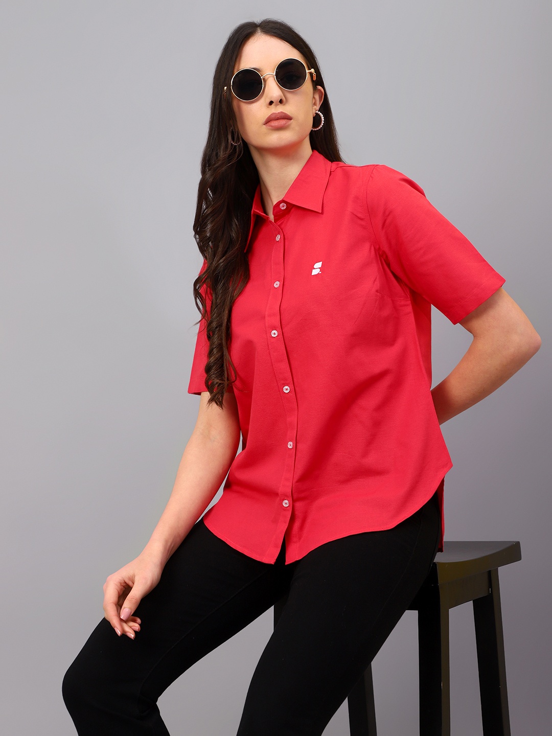 

SUMISO Spread Collar Comfort Hemp Casual Shirt, Pink
