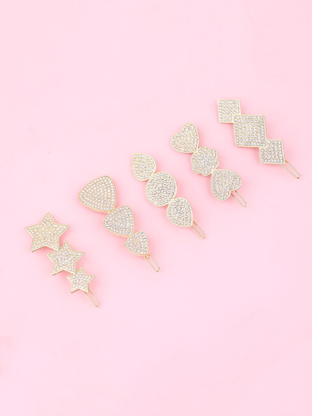 

VAGHBHATT Set of 5 Rhinestone Hair Accessory Set, Gold