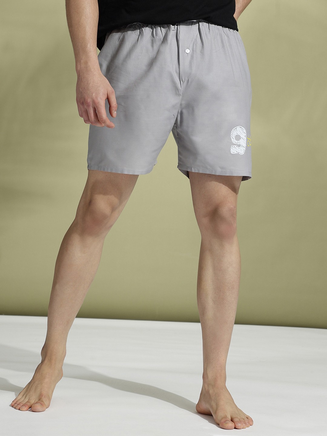 

BAWERIN Typography Printed Ultra-Light Pure Cotton Boxers 134, Grey