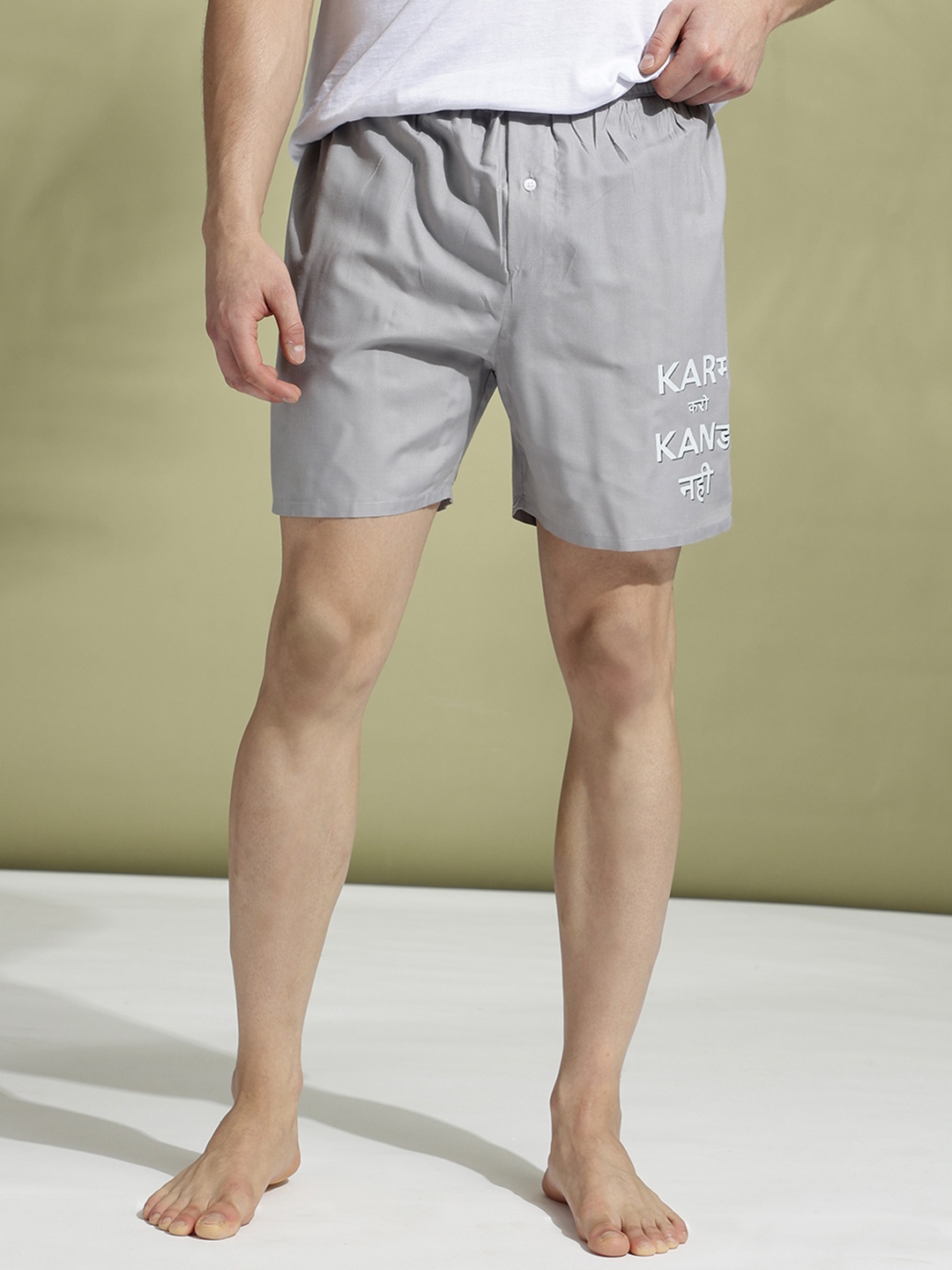 

BAWERIN Typography Printed Ultra-Light Pure Cotton Boxers 137, Grey