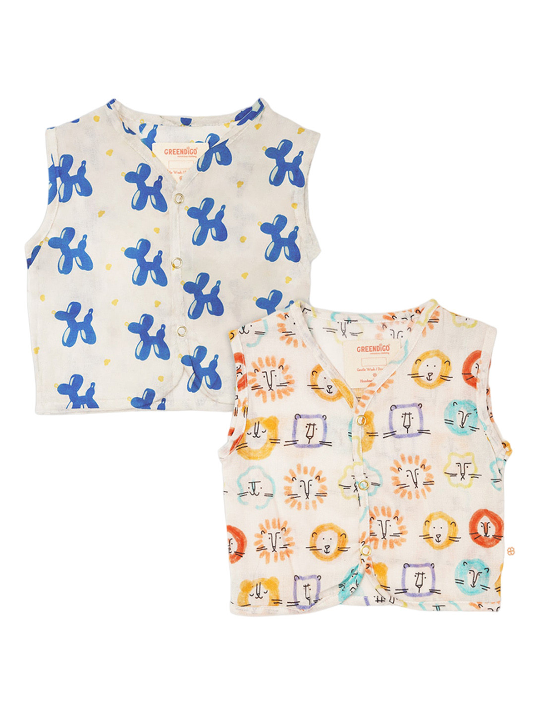 

GREENDIGO Infants Pack Of 2 Printed Organic Cotton Jhablas, White