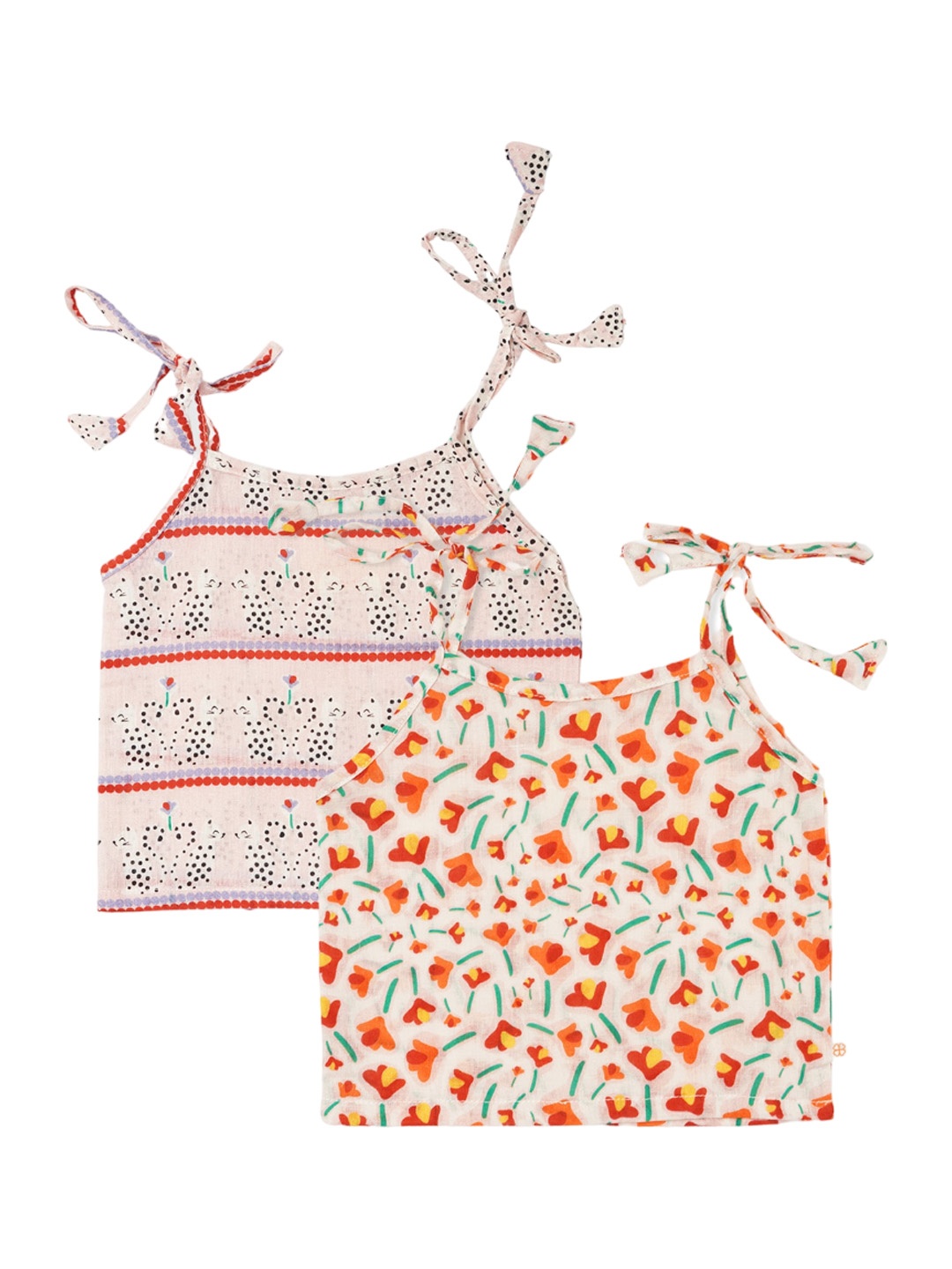 

GREENDIGO Infants Pack Of 2 Printed Organic Cotton Jhabla, Pink