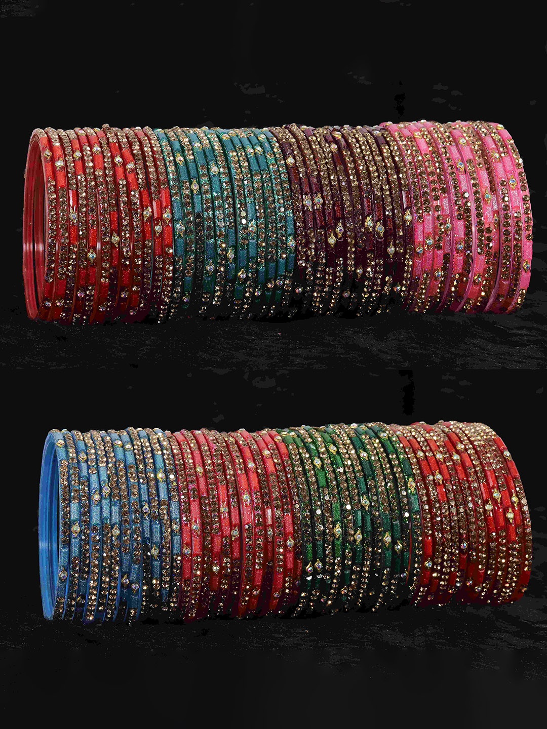 

LAVAZZA Set of 96 Stone Studded Bangles, Red