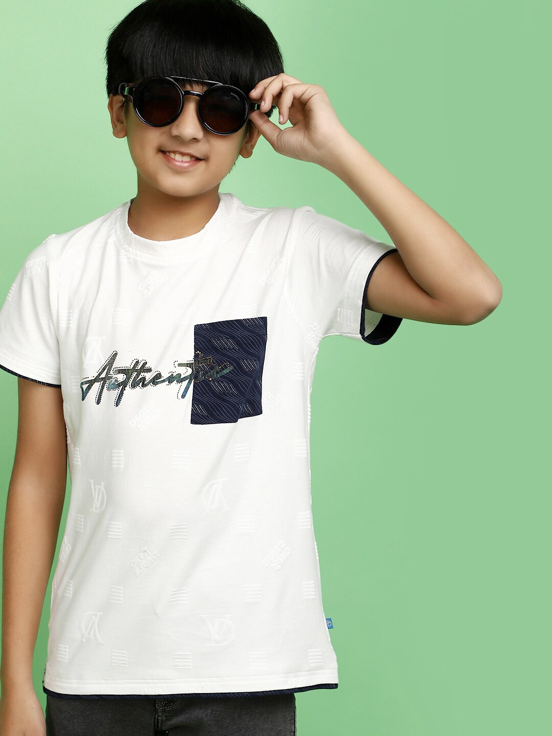 

V-Mart Boys Typography Round Neck Regular Sleeves Pocket Cotton T-shirt, White