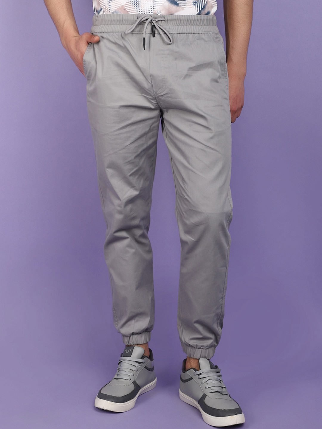 

V-Mart Men Mid-Rise Cotton Joggers Trousers, Grey